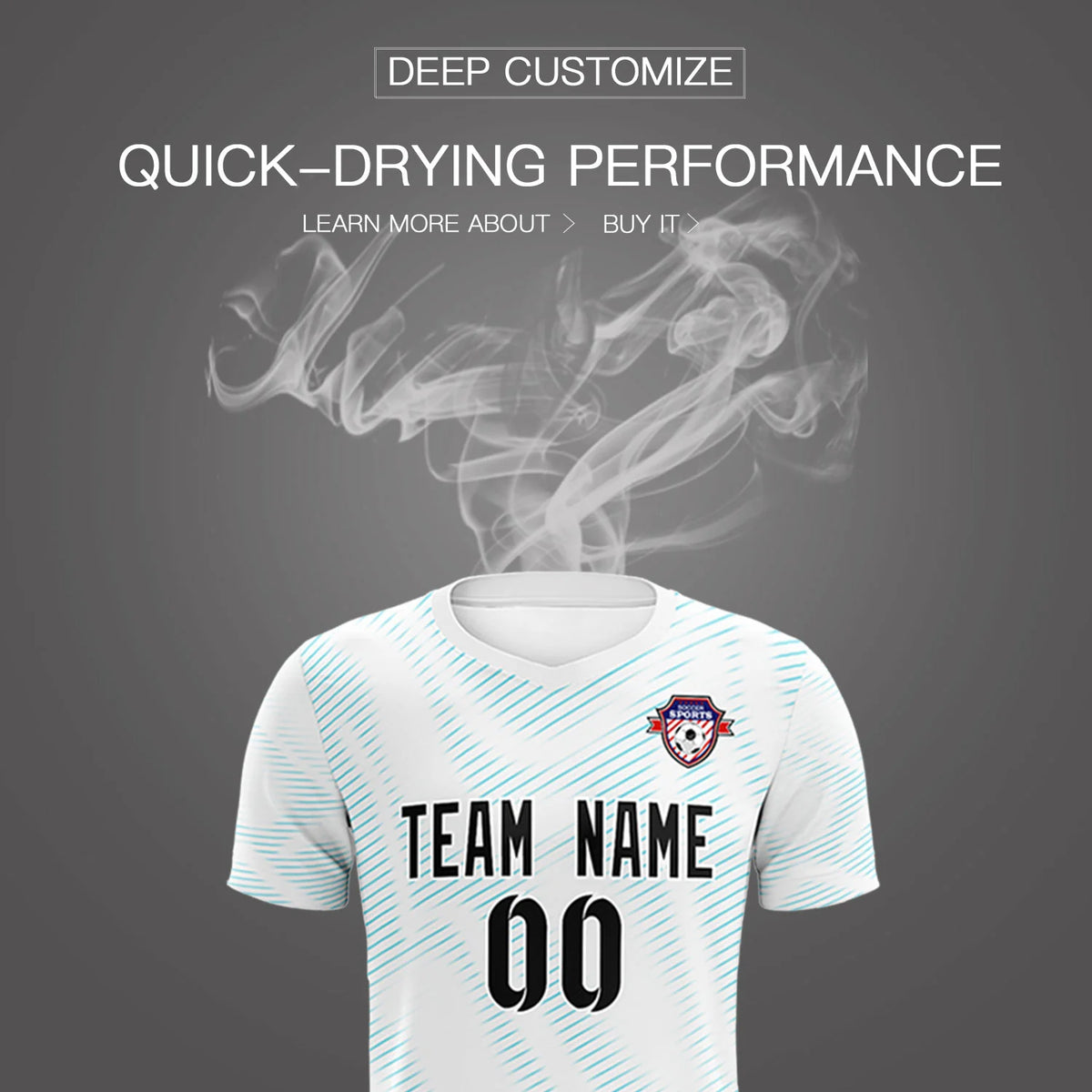 Custom White Sky Blue Training Uniform For Men Soccer Sets Jersey