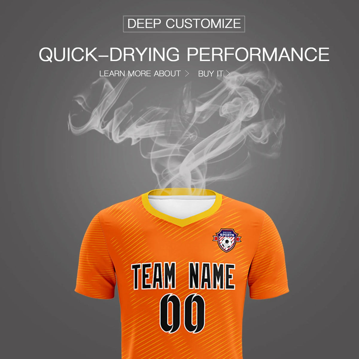 Custom Orange Yellow Training Uniform For Men Soccer Sets Jersey