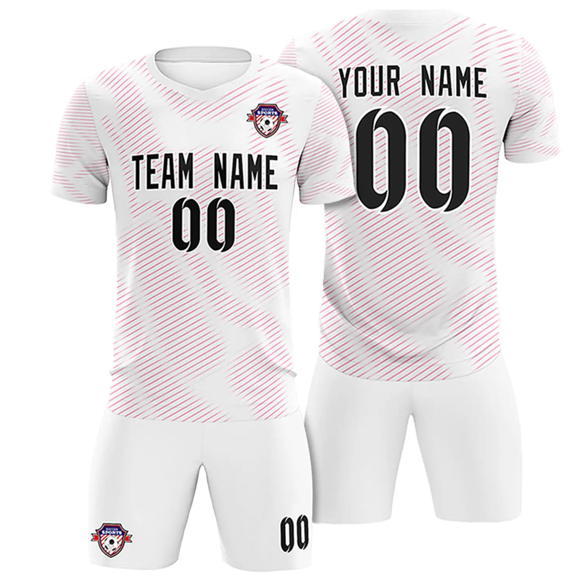 Custom White Pink Training Uniform For Men Soccer Sets Jersey