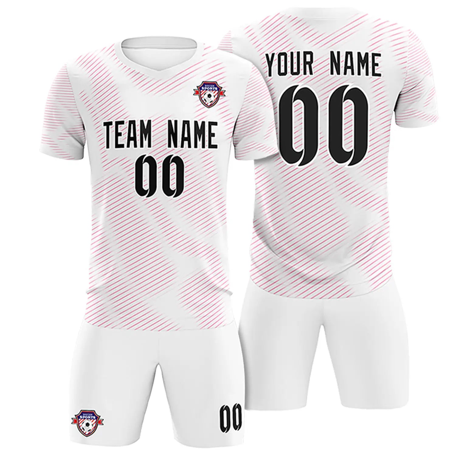 Custom White Pink Training Uniform For Men Soccer Sets Jersey