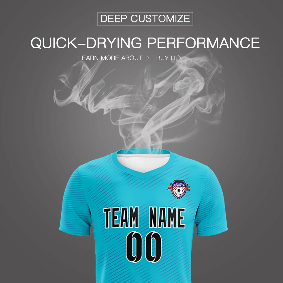Custom Sky Blue Royal Blue Training Uniform For Men Soccer Sets Jersey