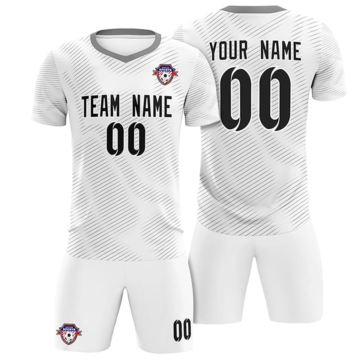 Custom White Gray Training Uniform For Men Soccer Sets Jersey