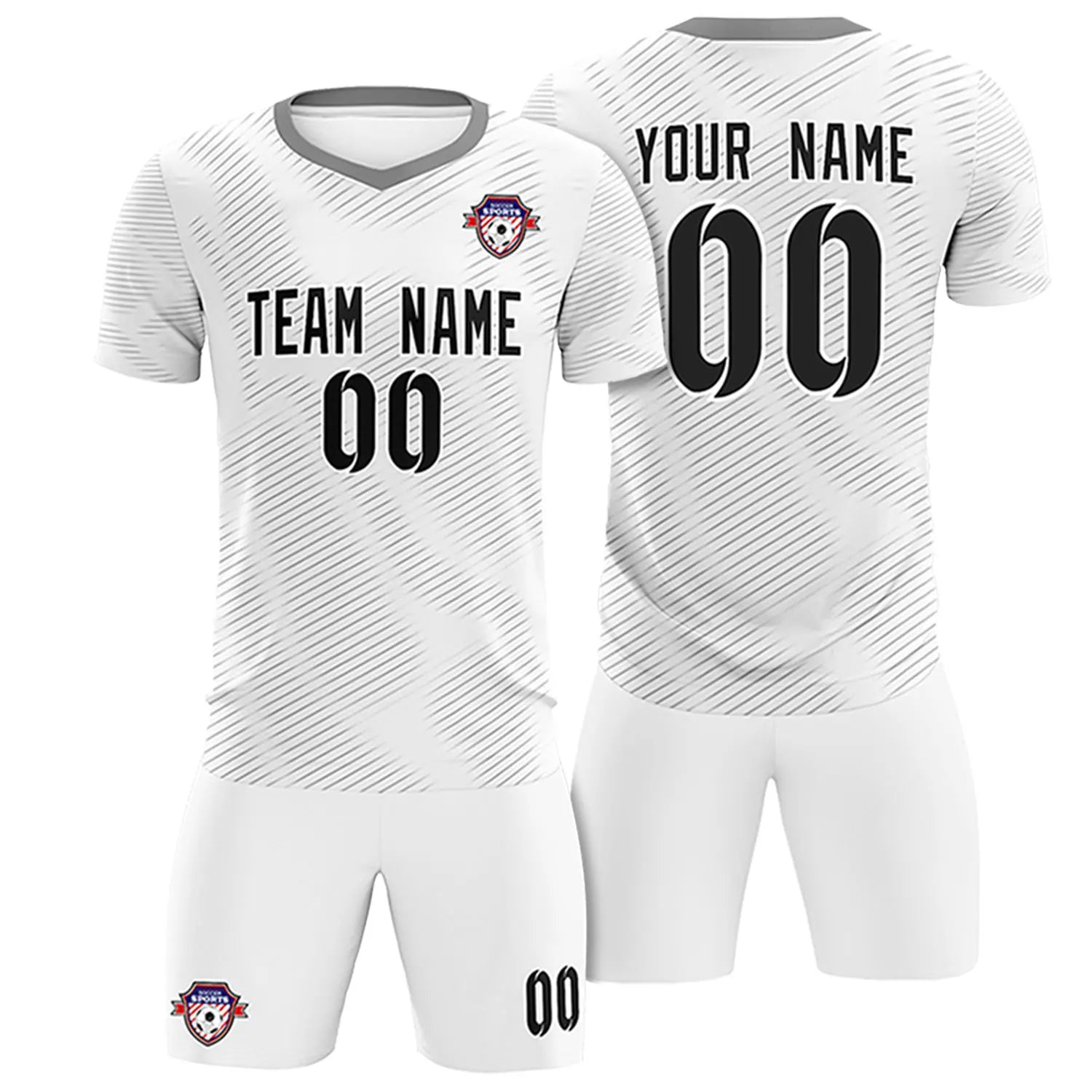 Custom White Gray Training Uniform For Men Soccer Sets Jersey