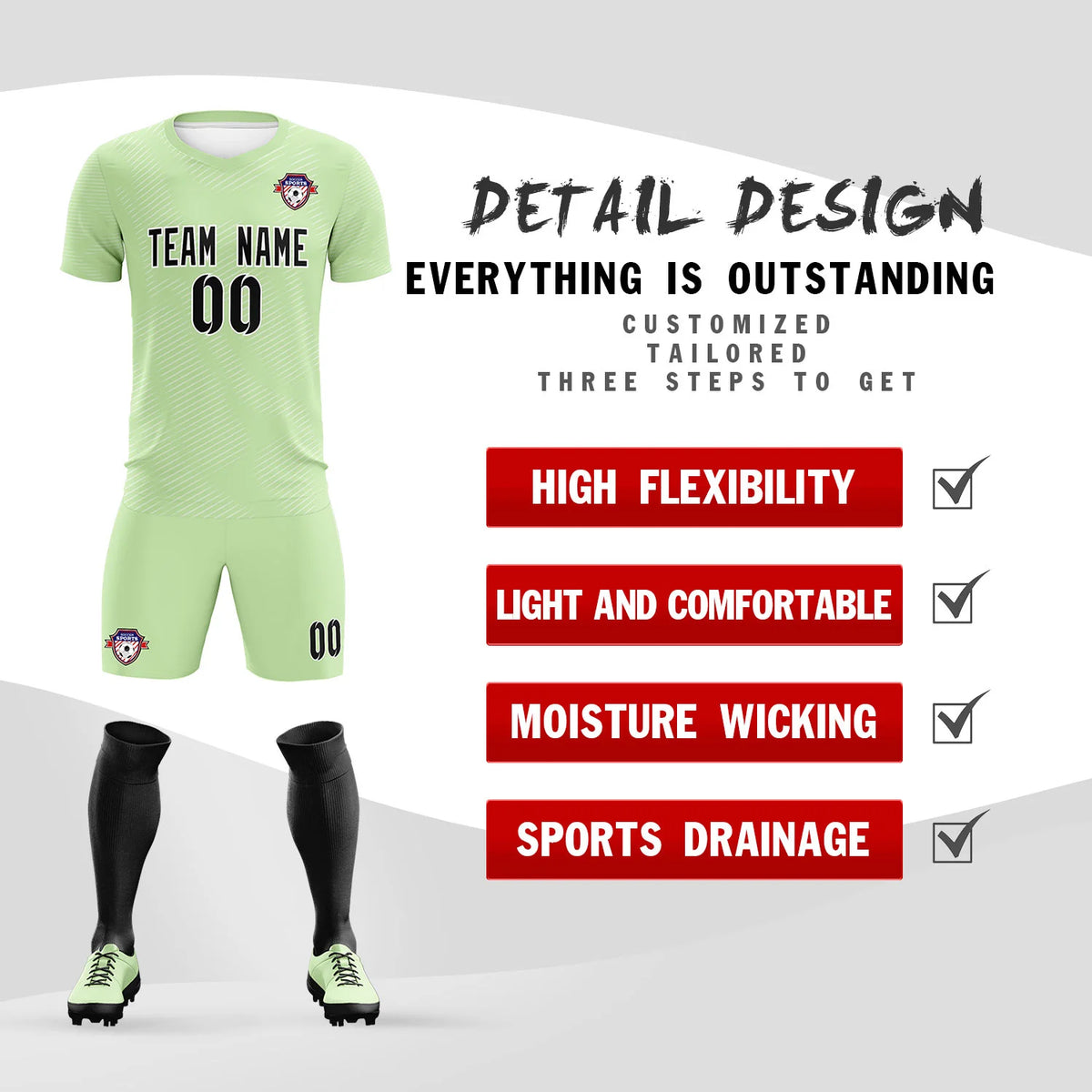 Custom Green White Training Uniform For Men Soccer Sets Jersey