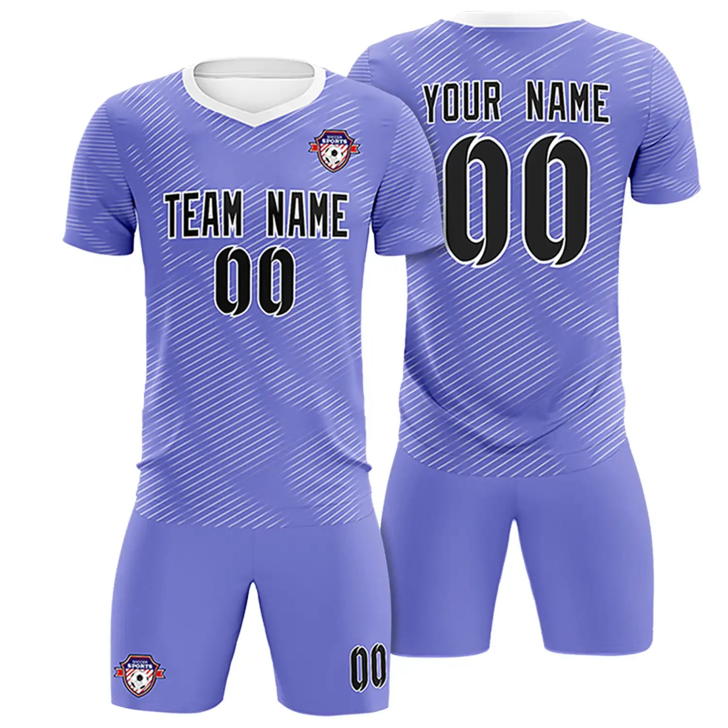 Custom Light Purple White Training Uniform For Men Soccer Sets Jersey