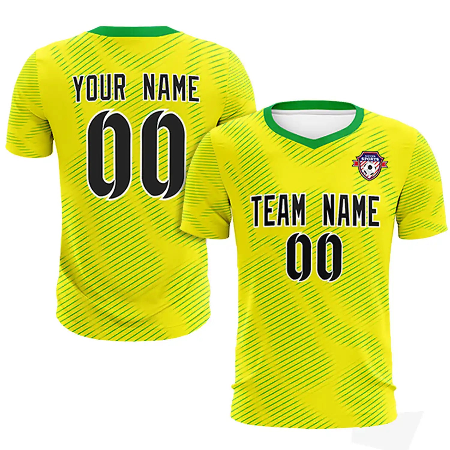 Custom Yellow Kelly Green Training Uniform For Men Soccer Sets Jersey