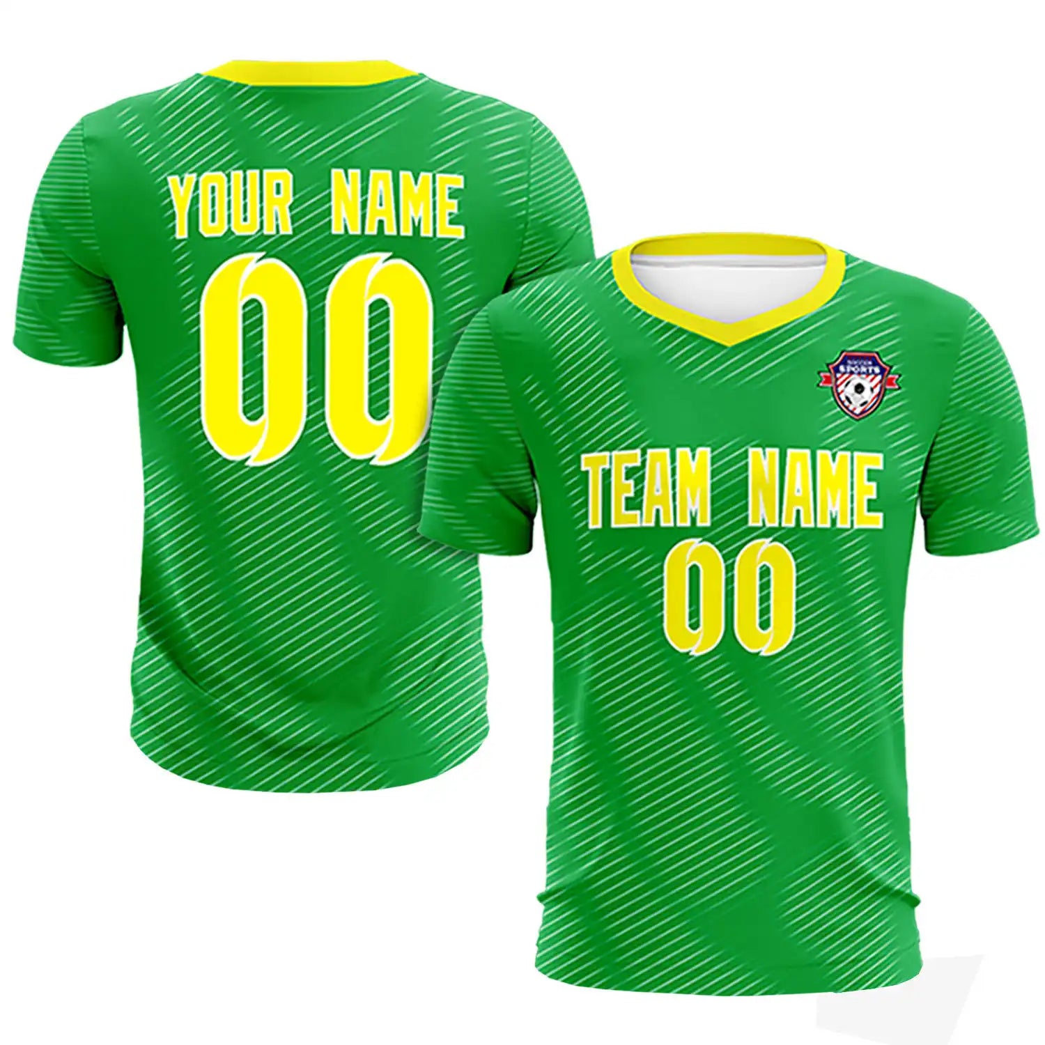 Custom Kelly Green Yellow Training Uniform For Men Soccer Sets Jersey