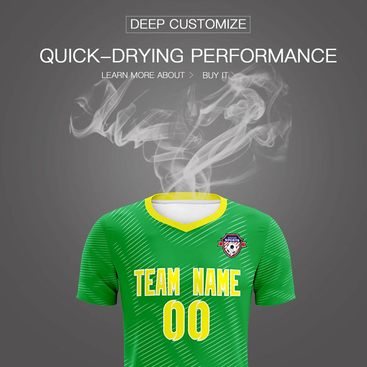 Custom Kelly Green Yellow Training Uniform For Men Soccer Sets Jersey