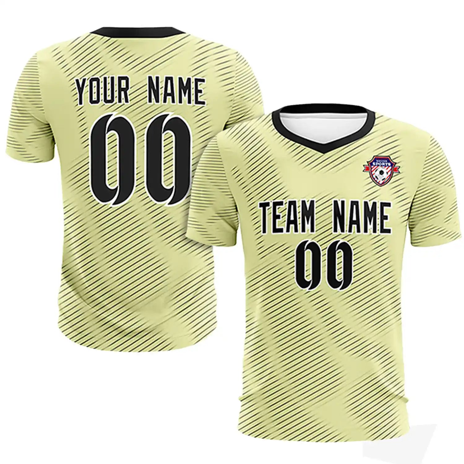 Custom Cream Black Training Uniform For Men Soccer Sets Jersey