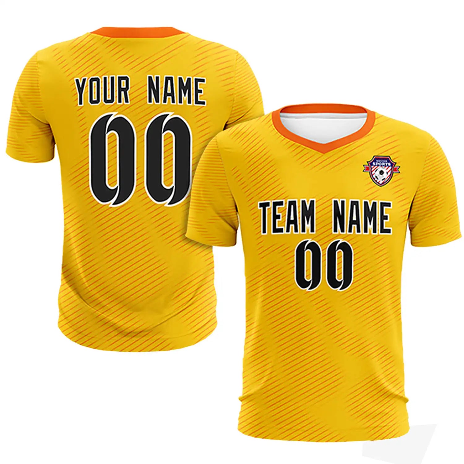 Custom Yellow Orange Training Uniform For Men Soccer Sets Jersey