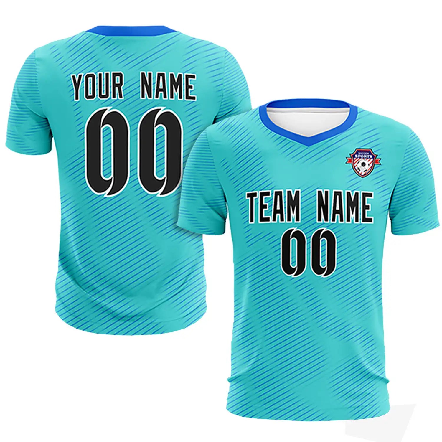 Custom Aqua Powder Blue Training Uniform For Men Soccer Sets Jersey