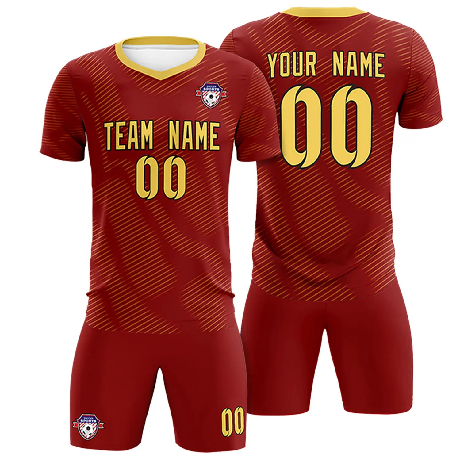 Custom Crimson Khaki Training Uniform For Men Soccer Sets Jersey