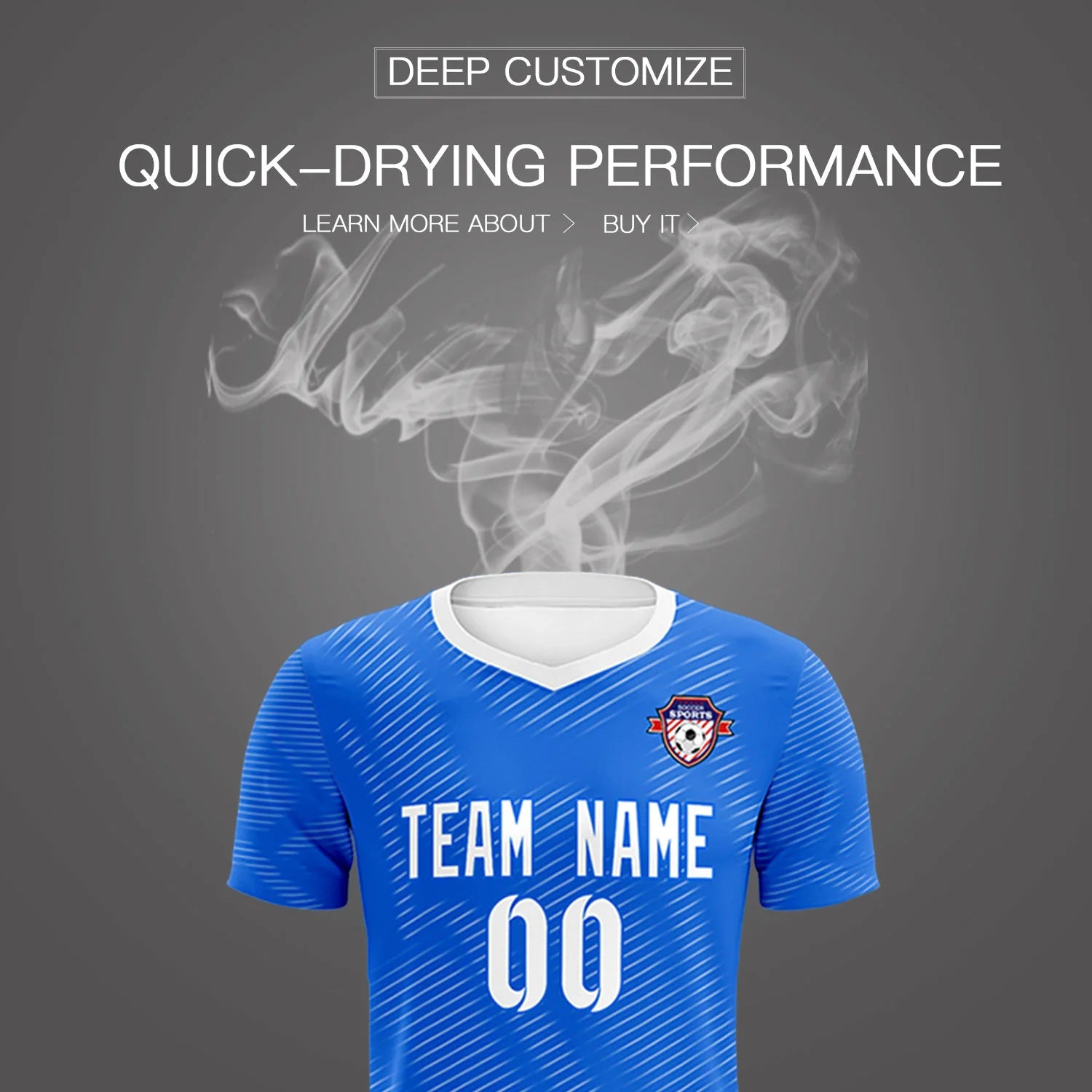 Custom Blue White Training Uniform For Men Soccer Sets Jersey