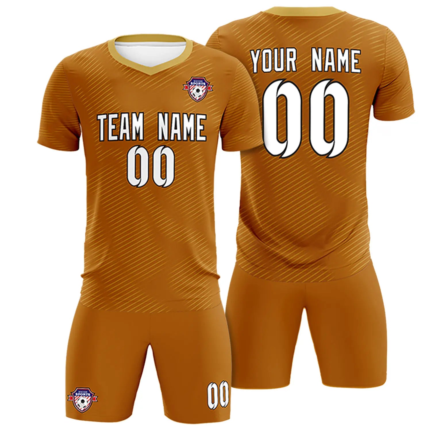 Custom Brown Khaki Training Uniform For Men Soccer Sets Jersey