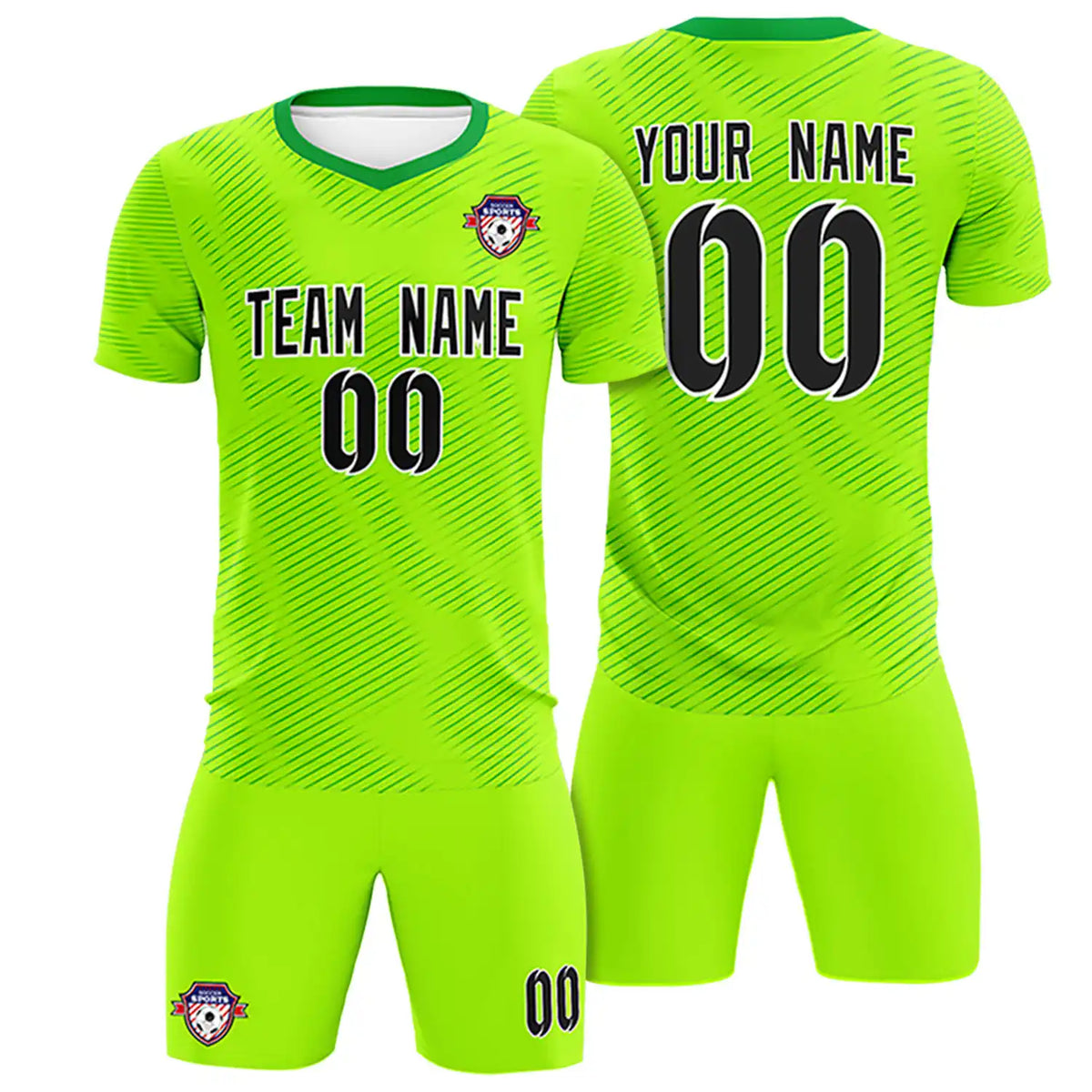 Custom Neon Green Kelly Green Training Uniform For Men Soccer Sets Jersey