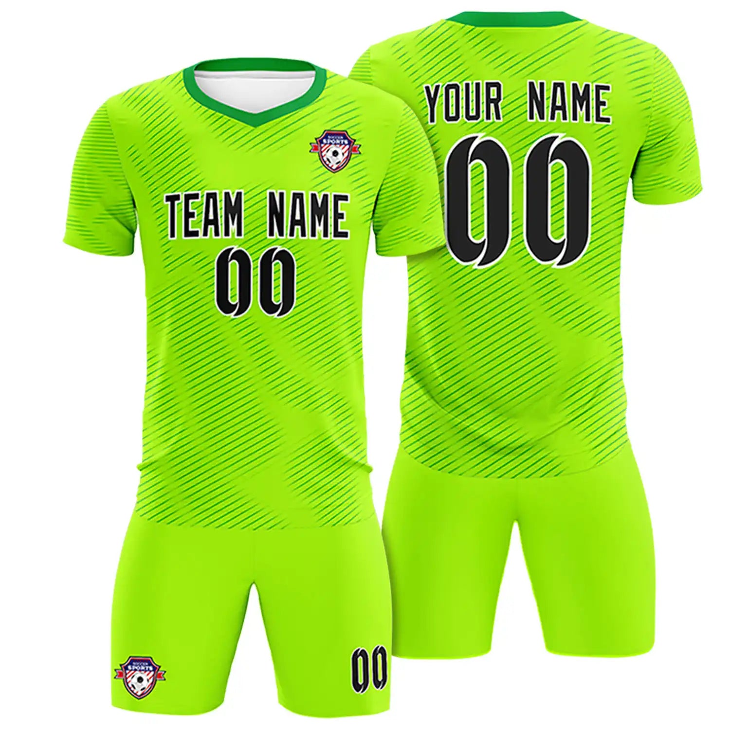 Custom Neon Green Kelly Green Training Uniform For Men Soccer Sets Jersey