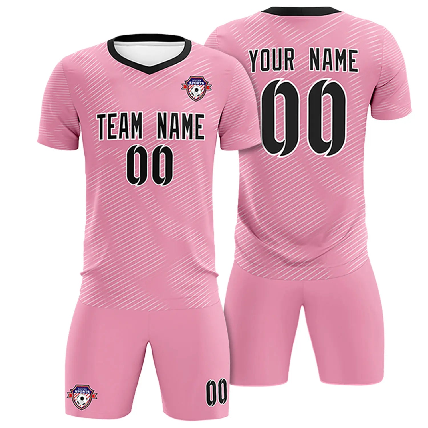 Custom Light Pink White Training Uniform For Men Soccer Sets Jersey