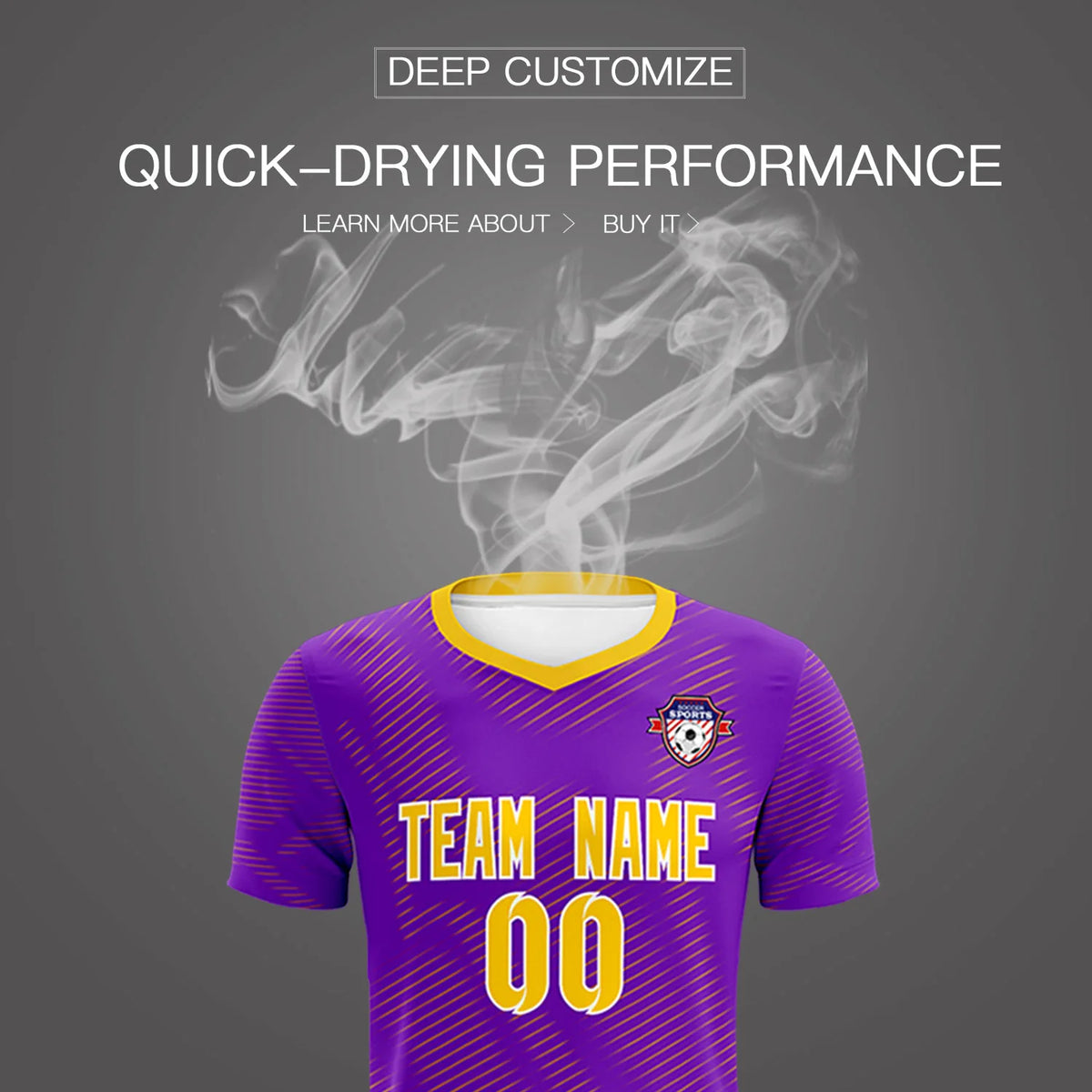 Custom Purple Yellow Training Uniform For Men Soccer Sets Jersey
