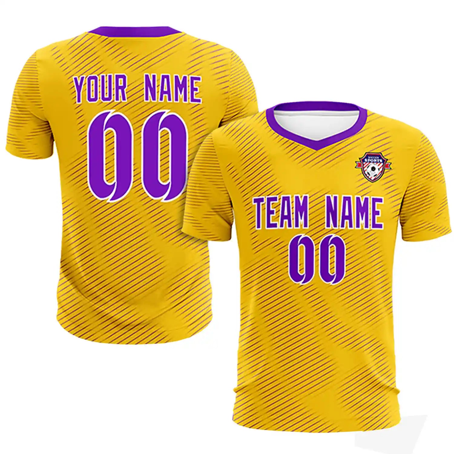 Custom Yellow Purple Training Uniform For Men Soccer Sets Jersey