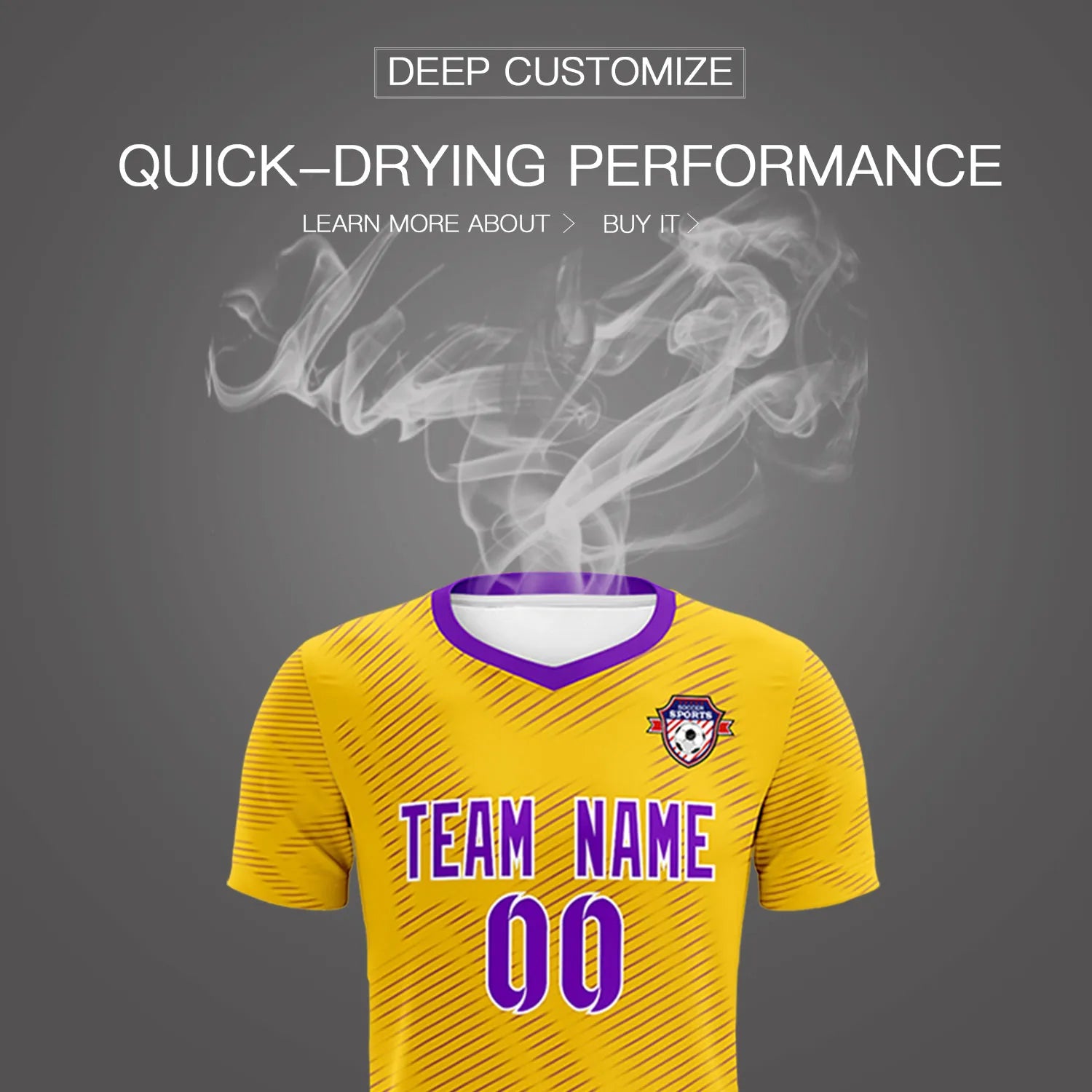 Custom Yellow Purple Training Uniform For Men Soccer Sets Jersey