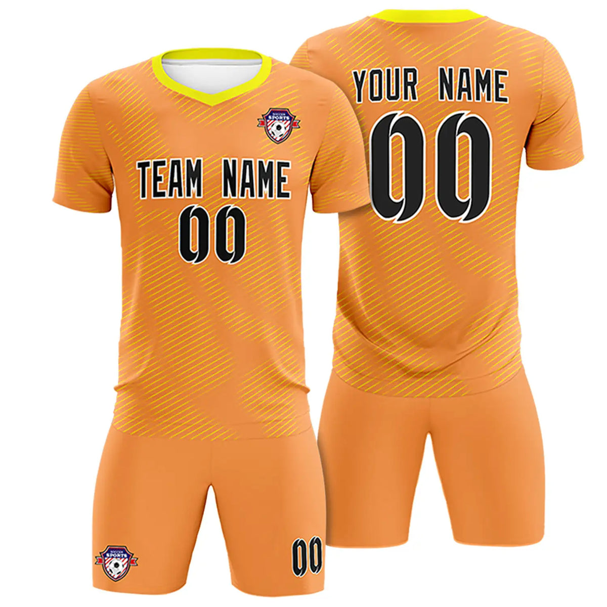 Custom Orange Yellow Training Uniform For Men Soccer Sets Jersey