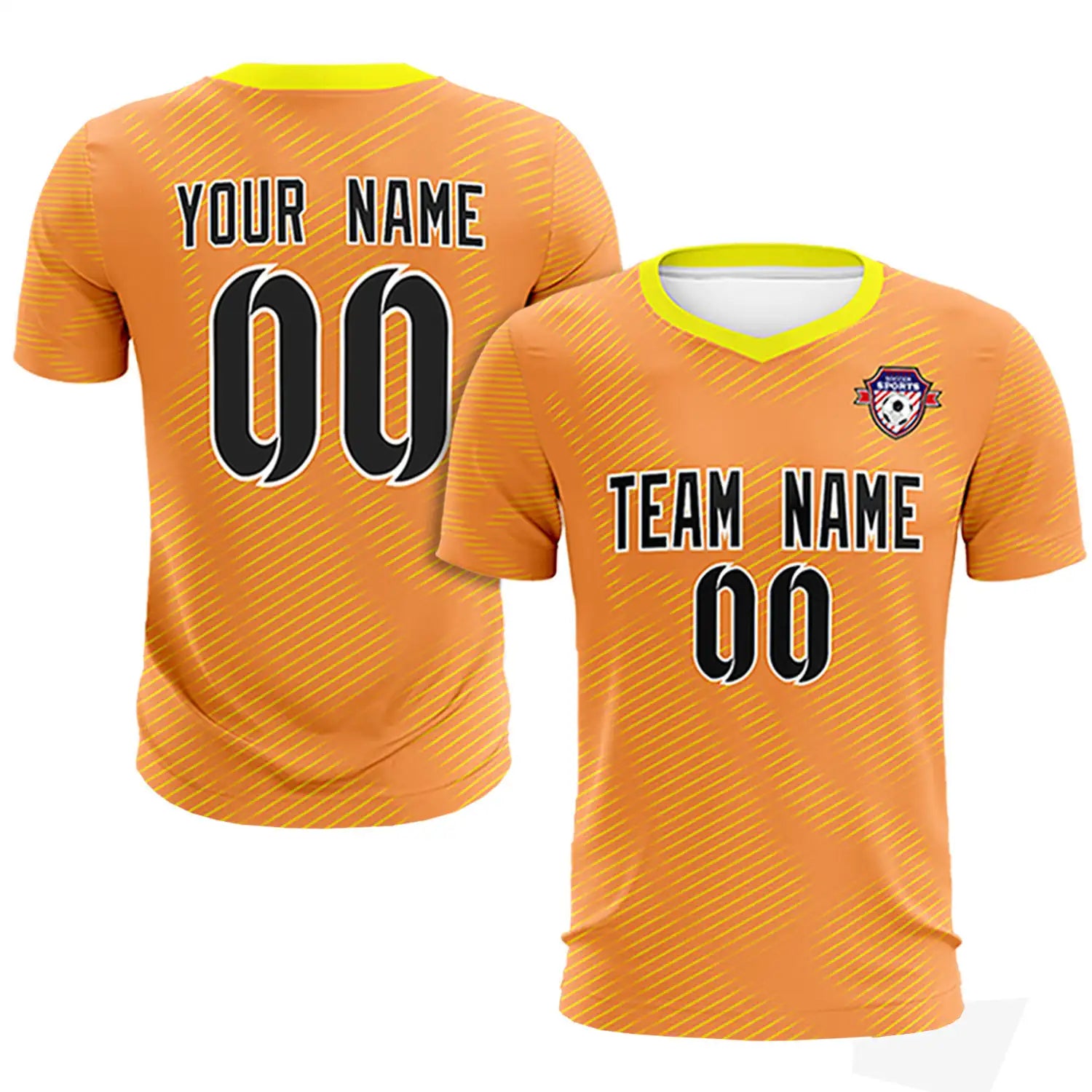 Custom Orange Yellow Training Uniform For Men Soccer Sets Jersey