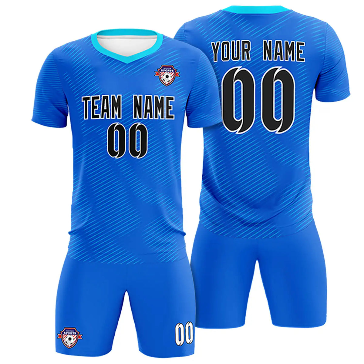 Custom Royal Blue Powder Blue Training Uniform For Men Soccer Sets Jersey