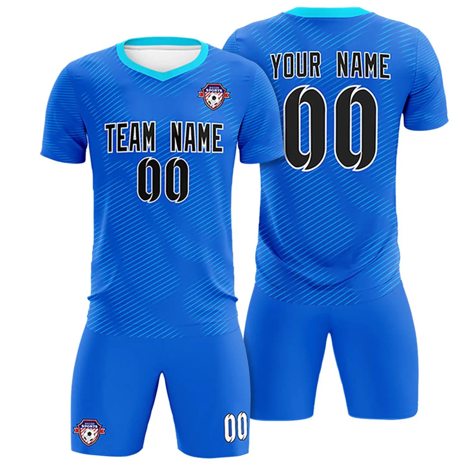 Custom Royal Blue Powder Blue Training Uniform For Men Soccer Sets Jersey