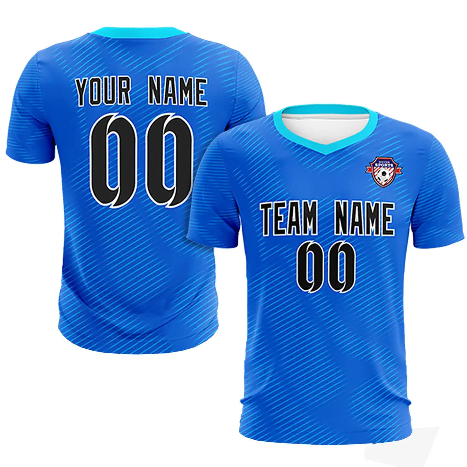 Custom Royal Blue Powder Blue Training Uniform For Men Soccer Sets Jersey