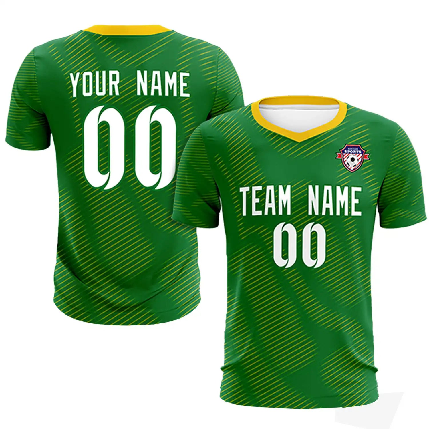 Custom Kelly Green Yellow Training Uniform For Men Soccer Sets Jersey