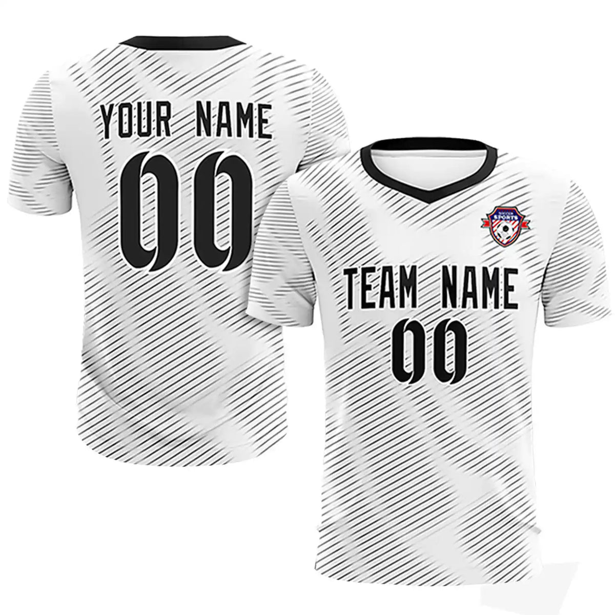 Custom White Black Training Uniform For Men Soccer Sets Jersey