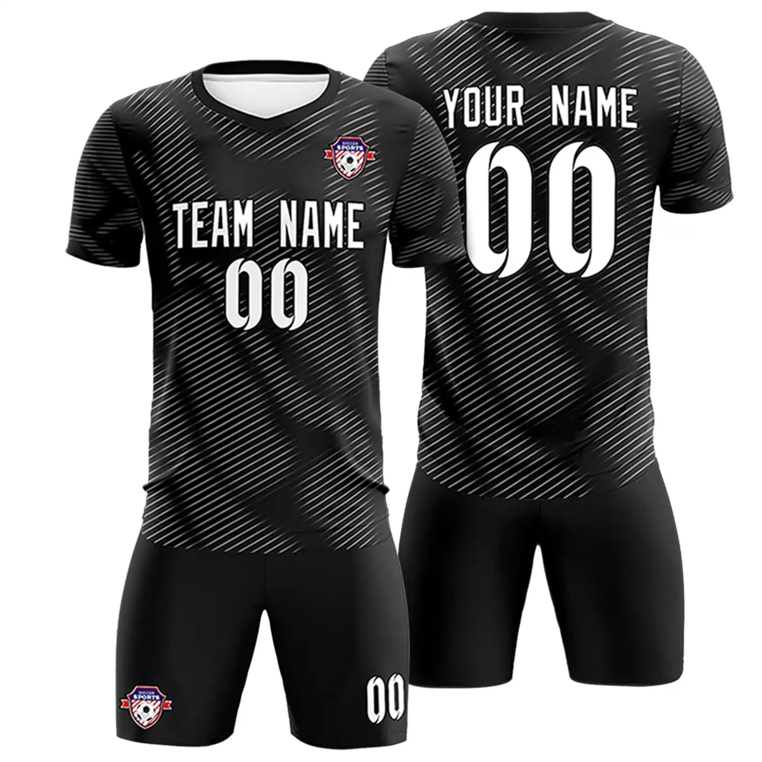 Custom Black White Training Uniform For Men Soccer Sets Jersey