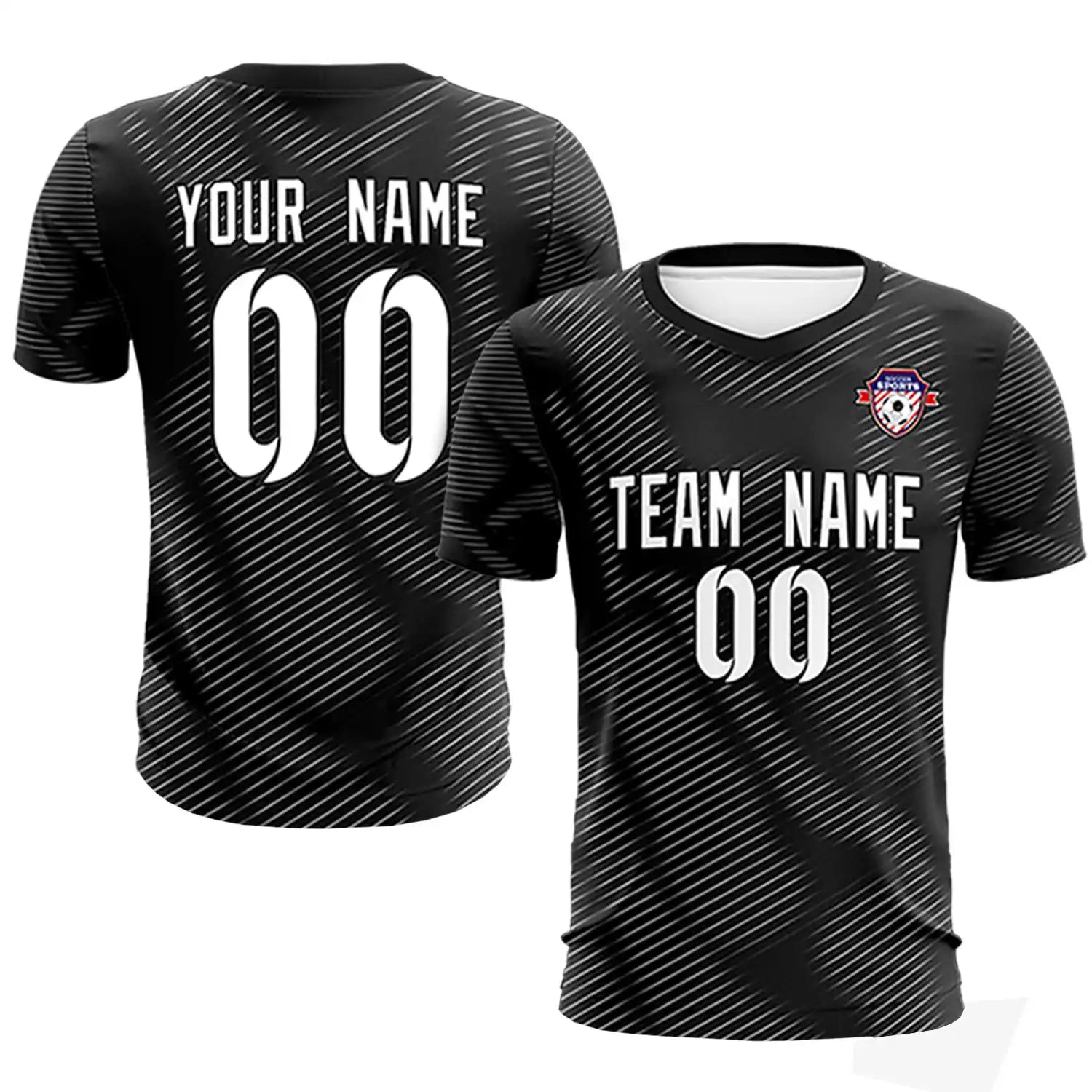 Custom Black White Training Uniform For Men Soccer Sets Jersey