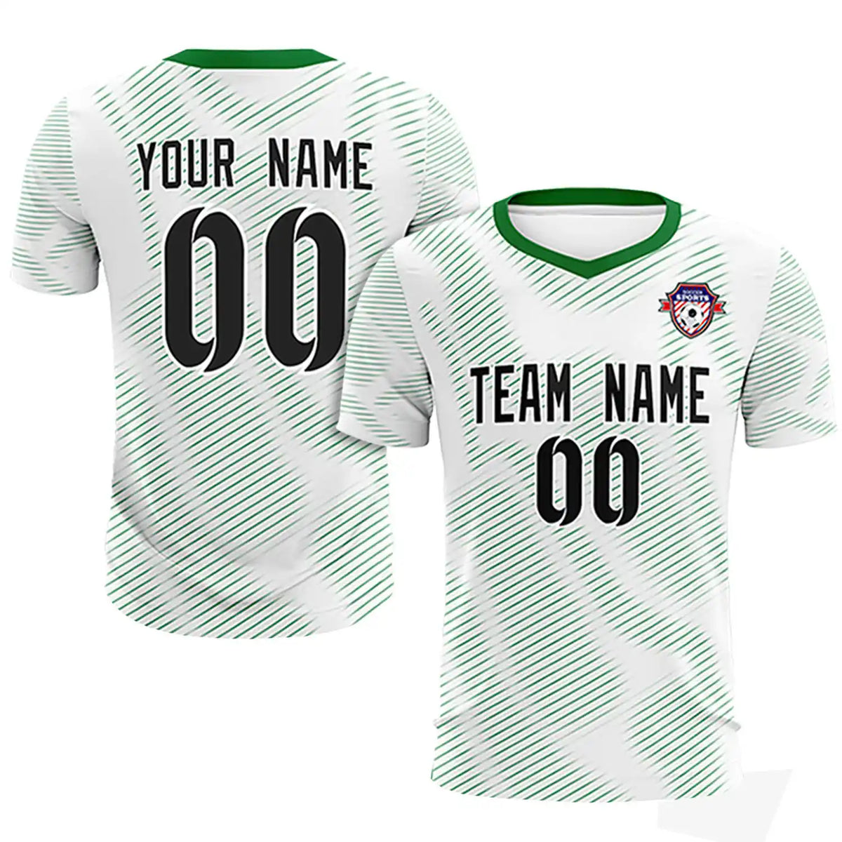Custom White Kelly Green Training Uniform For Men Soccer Sets Jersey