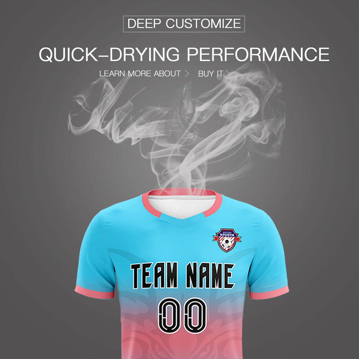 Custom Powder Blue Light Red Soft Training Uniform Soccer Sets Jersey