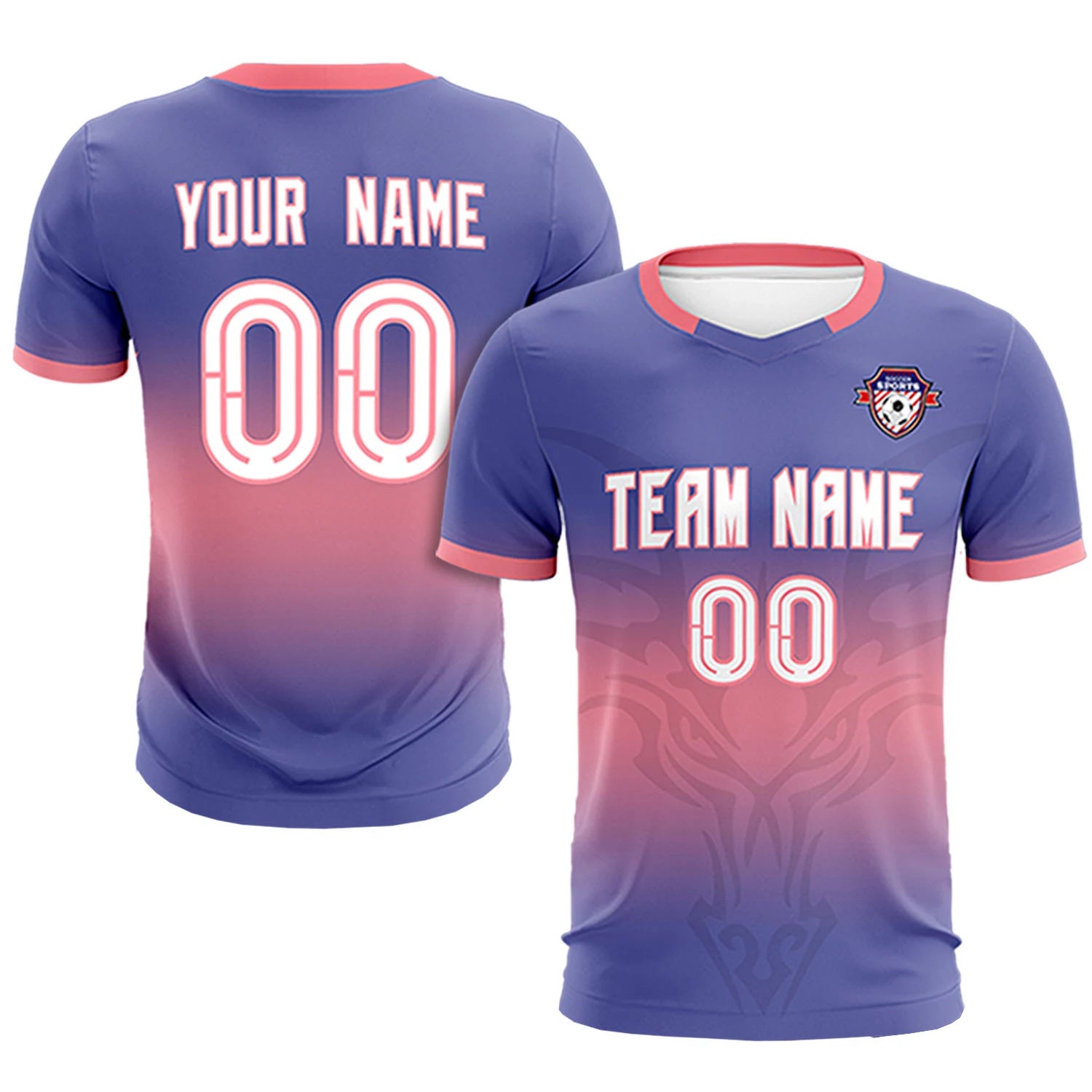 Custom Light Purple Light Red Soft Training Uniform Soccer Sets Jersey
