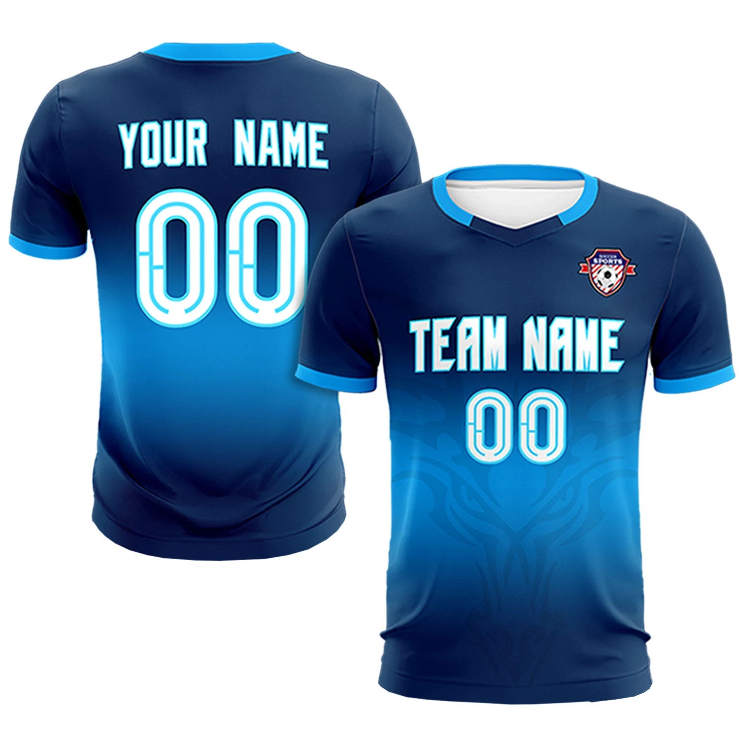 Custom Navy Powder Blue Soft Training Uniform Soccer Sets Jersey