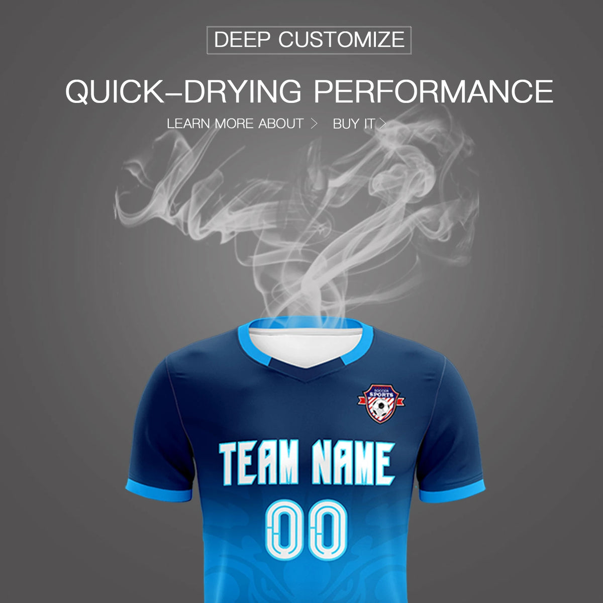 Custom Navy Powder Blue Soft Training Uniform Soccer Sets Jersey