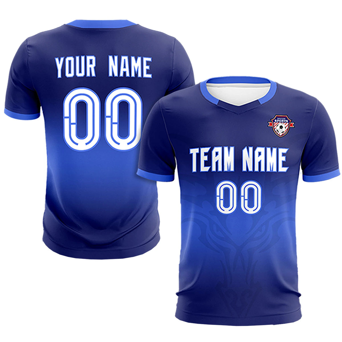 Custom Navy Royal Blue Soft Training Uniform Soccer Sets Jersey