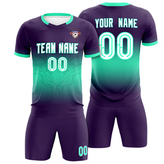Custom Purple Light Green Soft Training Uniform Soccer Sets Jersey - Style 1