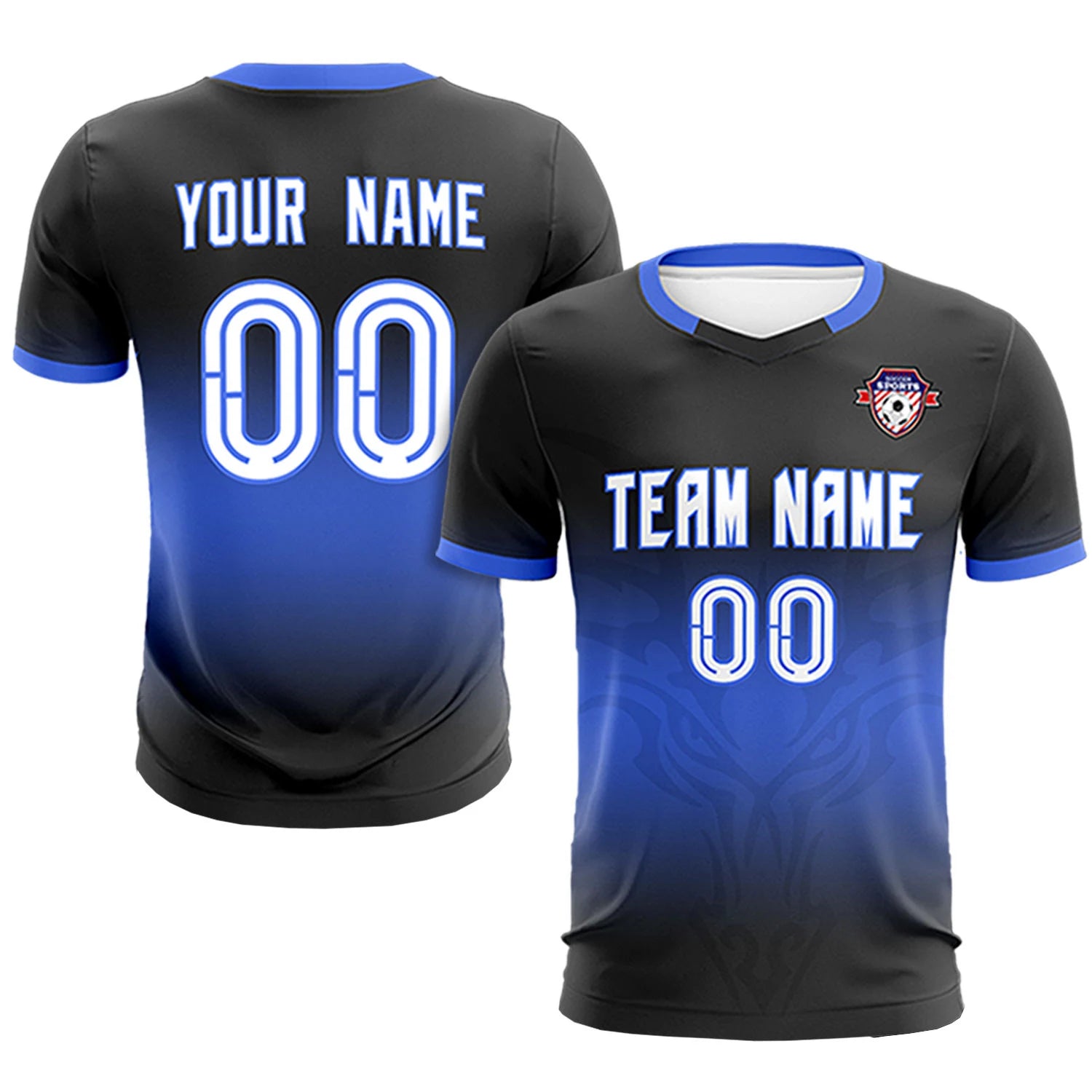 Custom Black Royal Blue Soft Training Uniform Soccer Sets Jersey