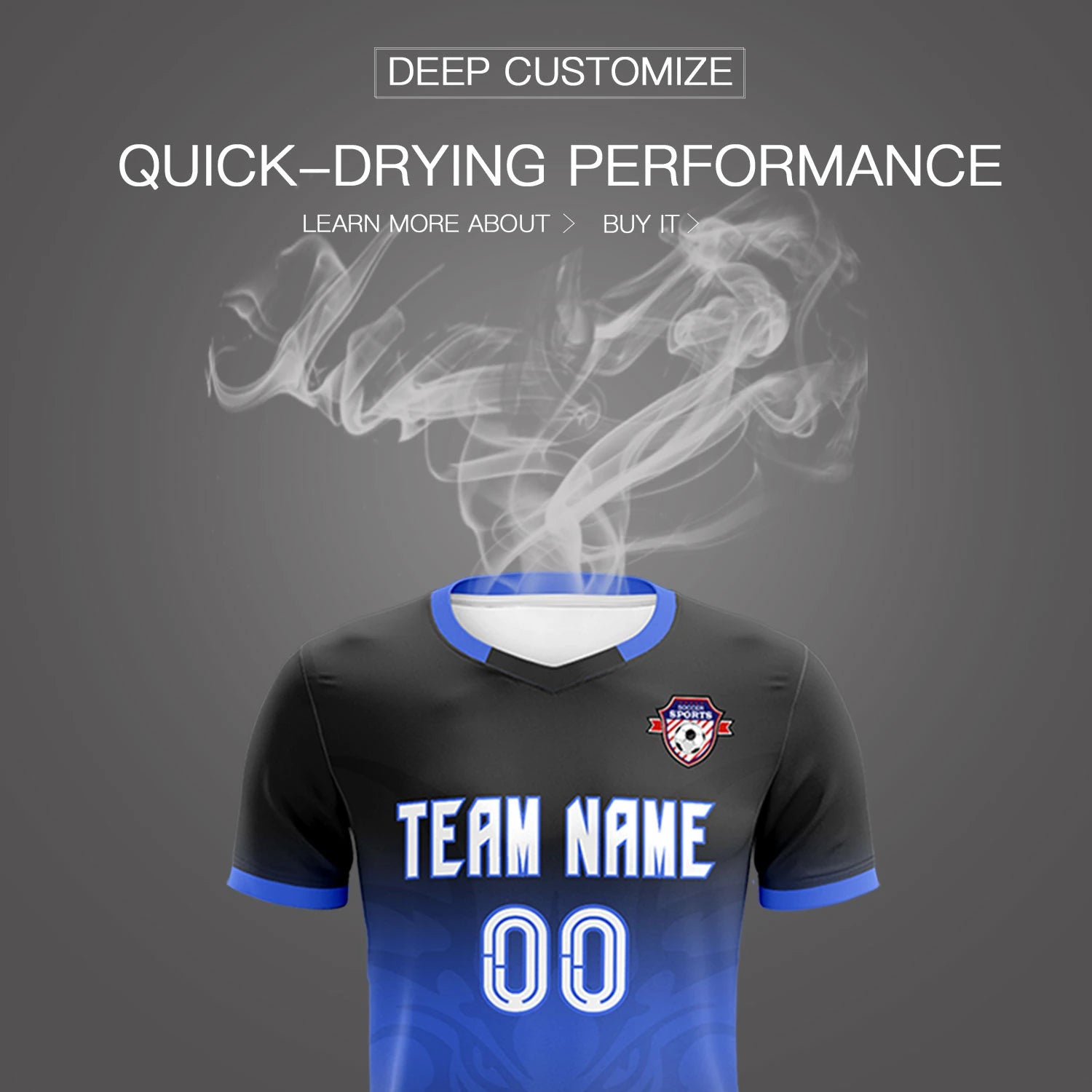 Custom Black Royal Blue Soft Training Uniform Soccer Sets Jersey