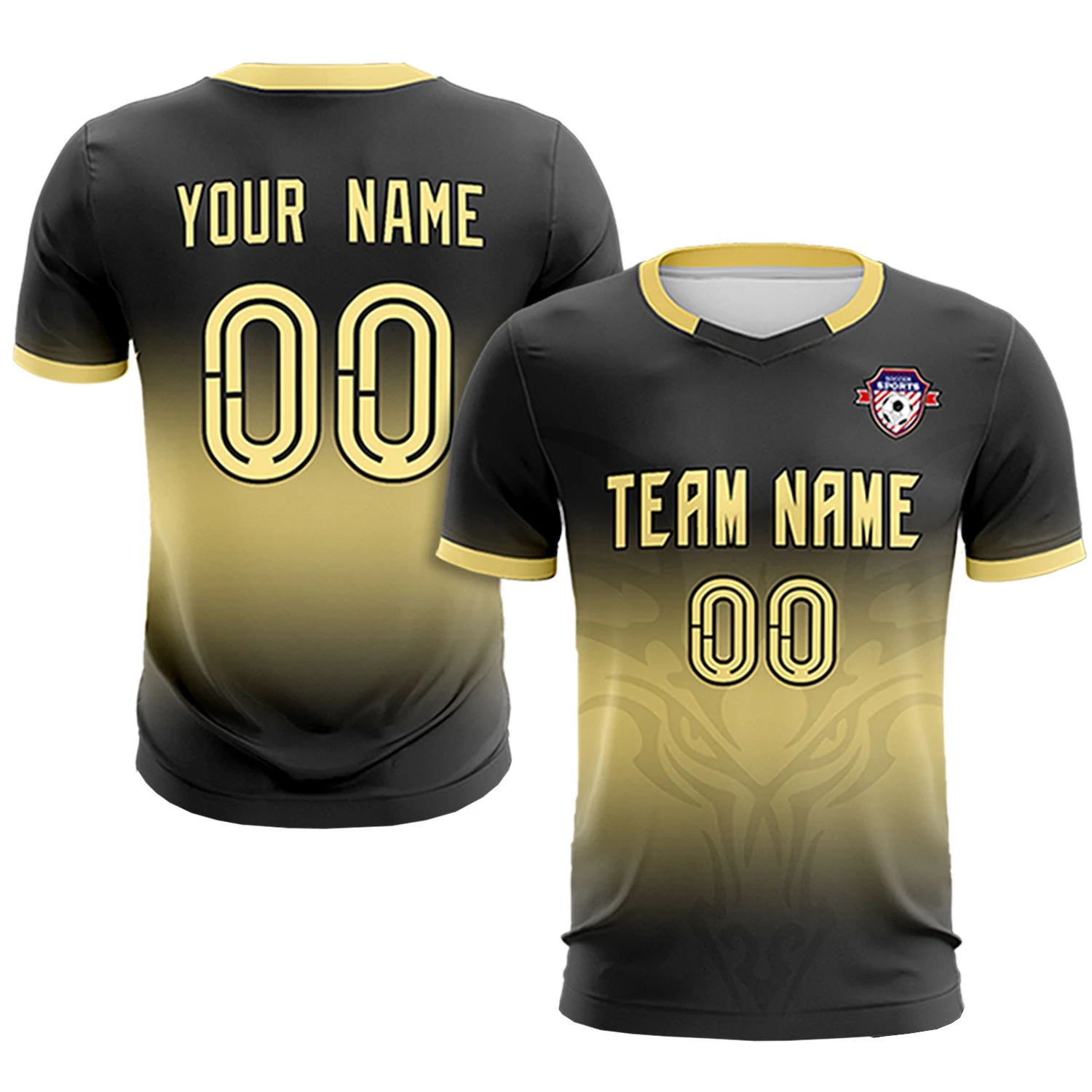 Custom Black Khaki Soft Training Uniform Soccer Sets Jersey