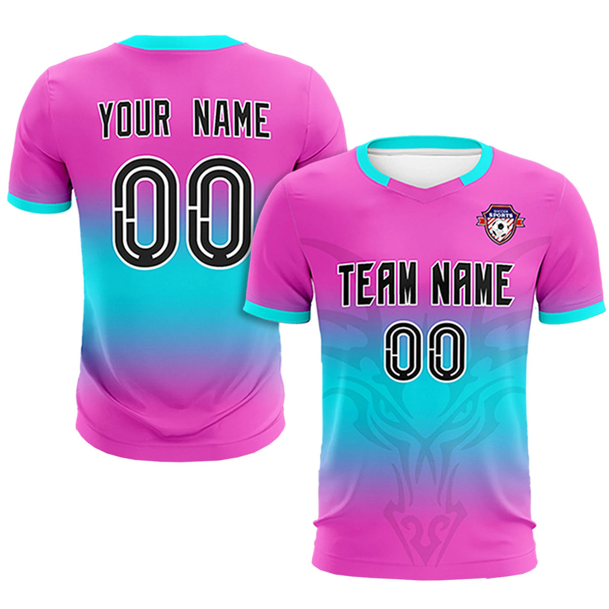 Custom Pink Sky Blue Soft Training Uniform Soccer Sets Jersey