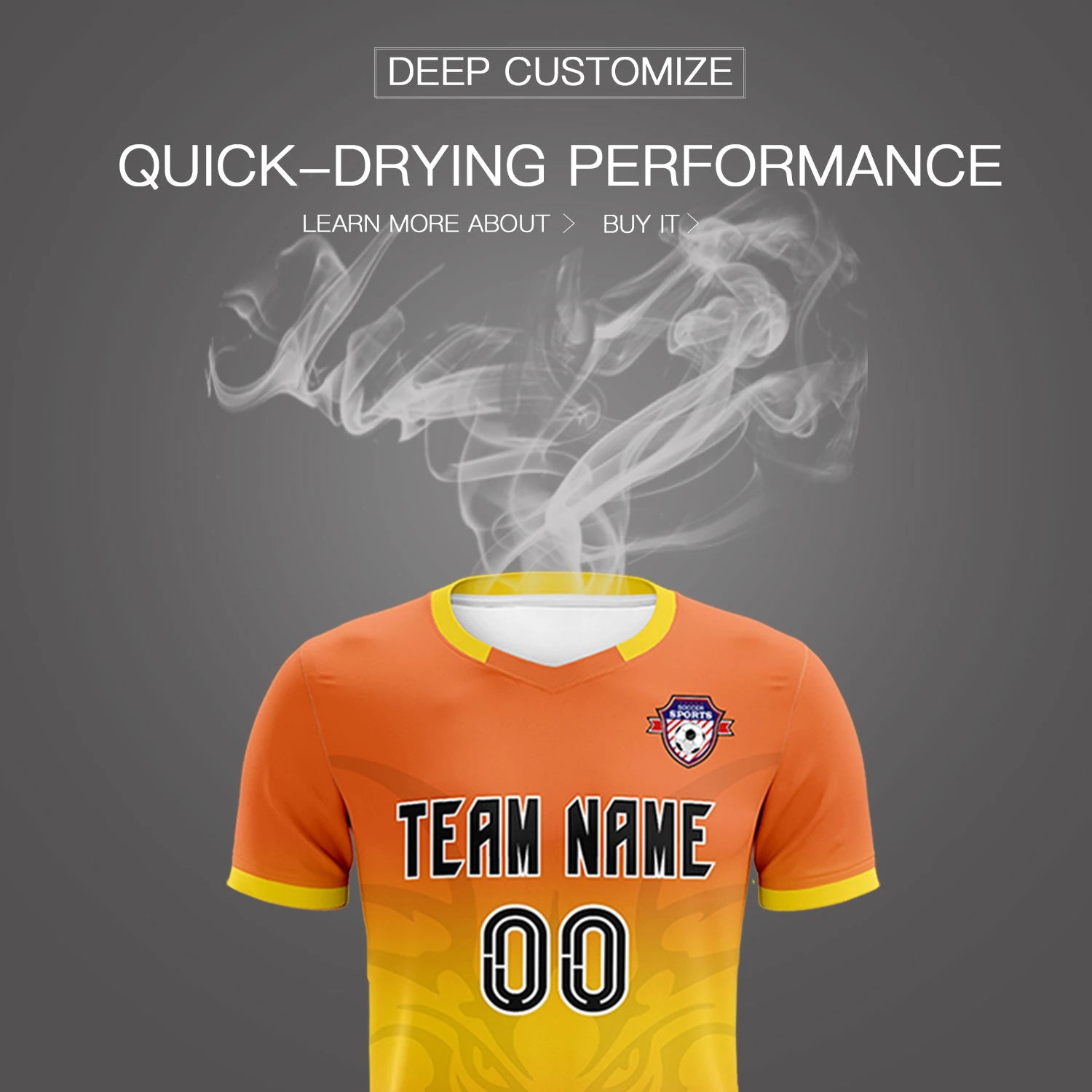 Custom Orange Yellow Soft Training Uniform Soccer Sets Jersey