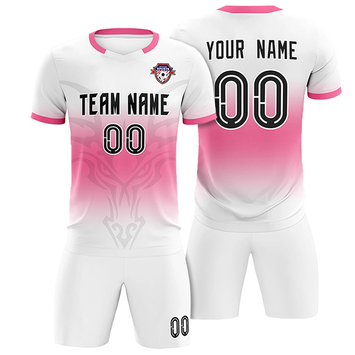 Custom White Pink Soft Training Uniform Soccer Sets Jersey