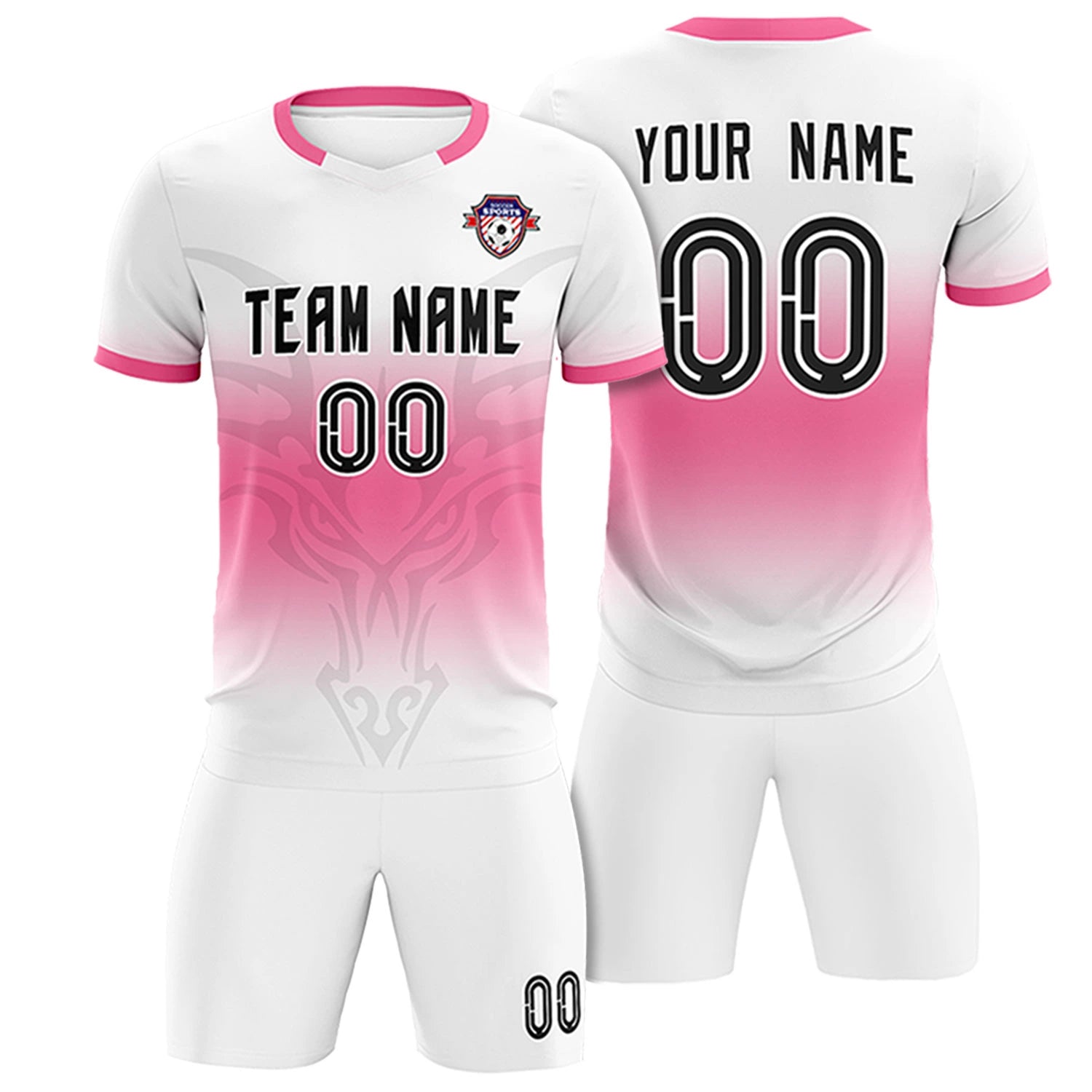 Custom White Pink Soft Training Uniform Soccer Sets Jersey