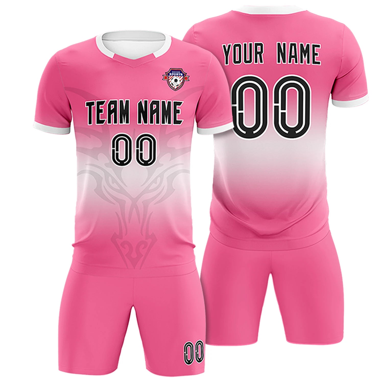 Custom Pink White Soft Training Uniform Soccer Sets Jersey