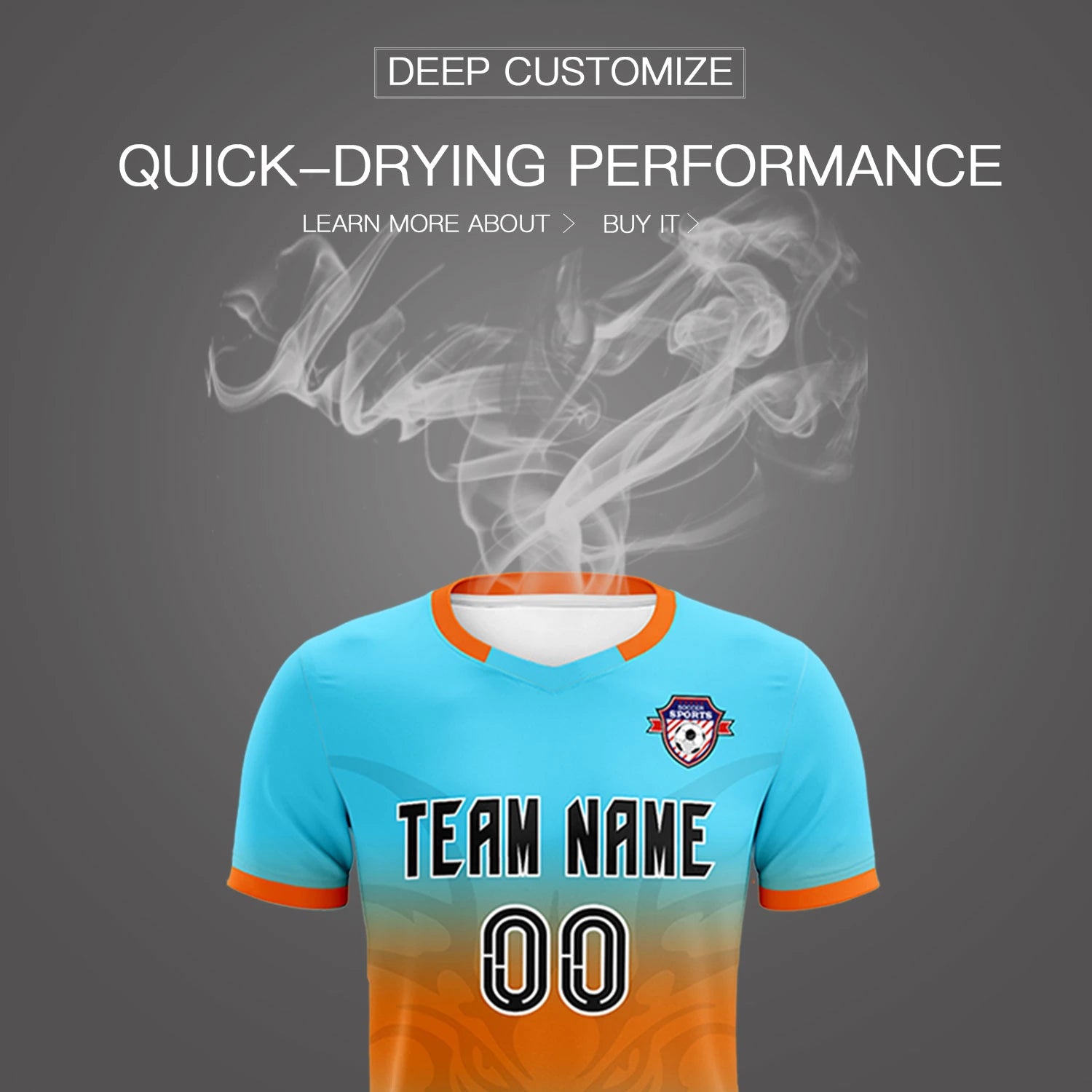 Custom Aqua Orange Soft Training Uniform Soccer Sets Jersey