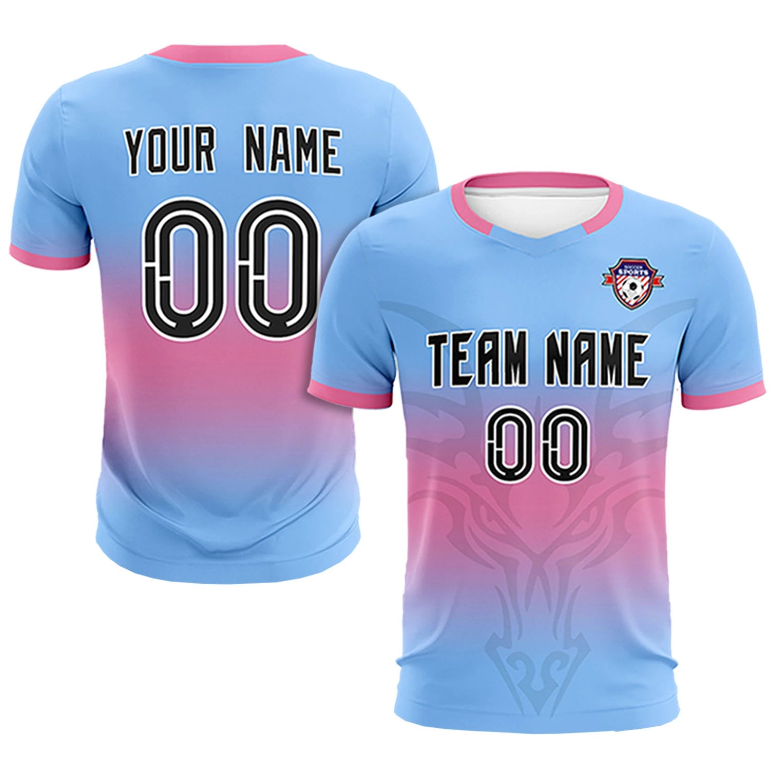 Custom Light Blue Pink Soft Training Uniform Soccer Sets Jersey